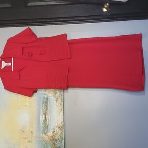 Red Sheath dress with short sleeve jacket, size 6. Karin Stevens 2-piece…